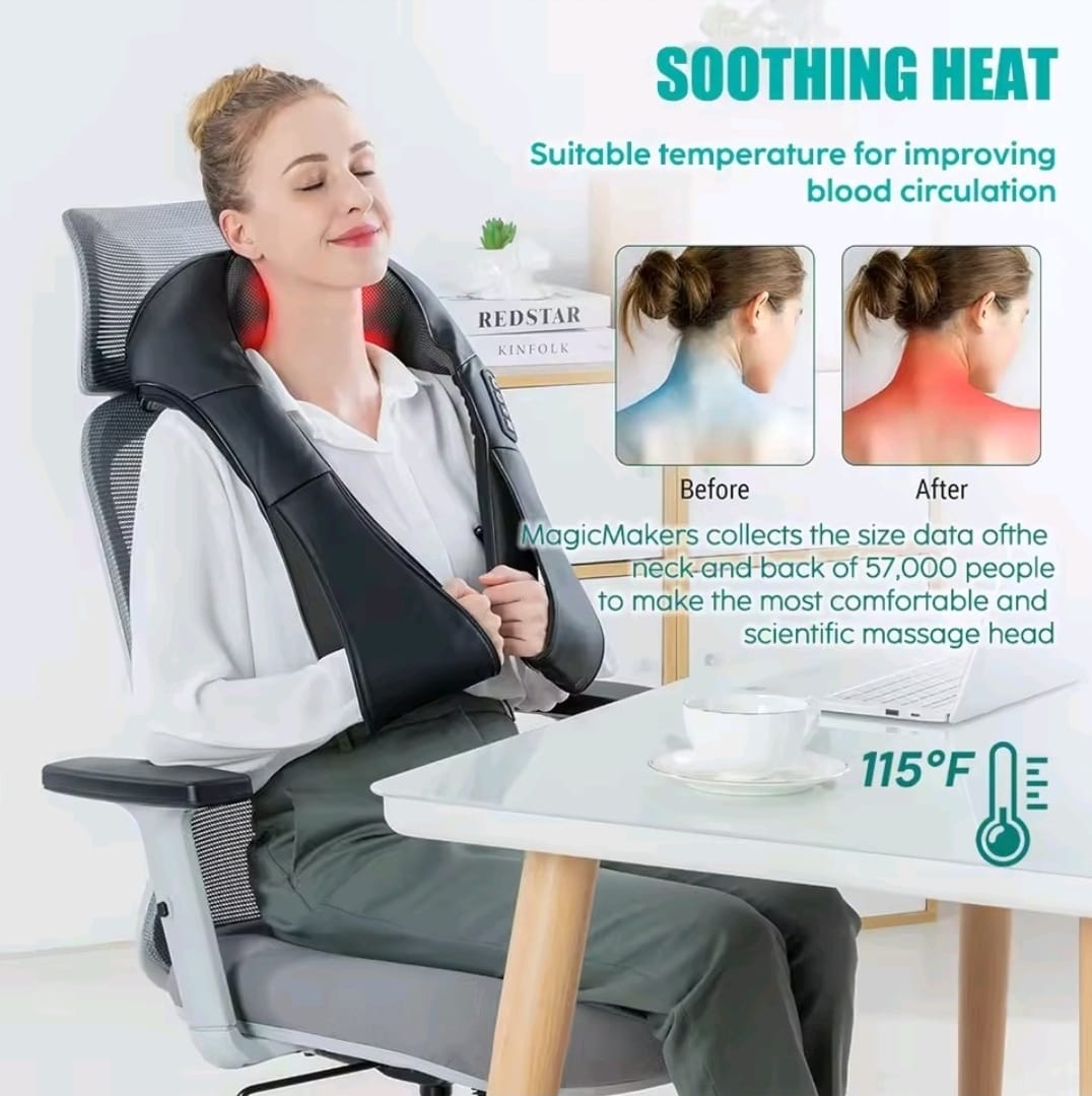 RelaxEase™ – Masseur Cervical Shiatsu Chauffant